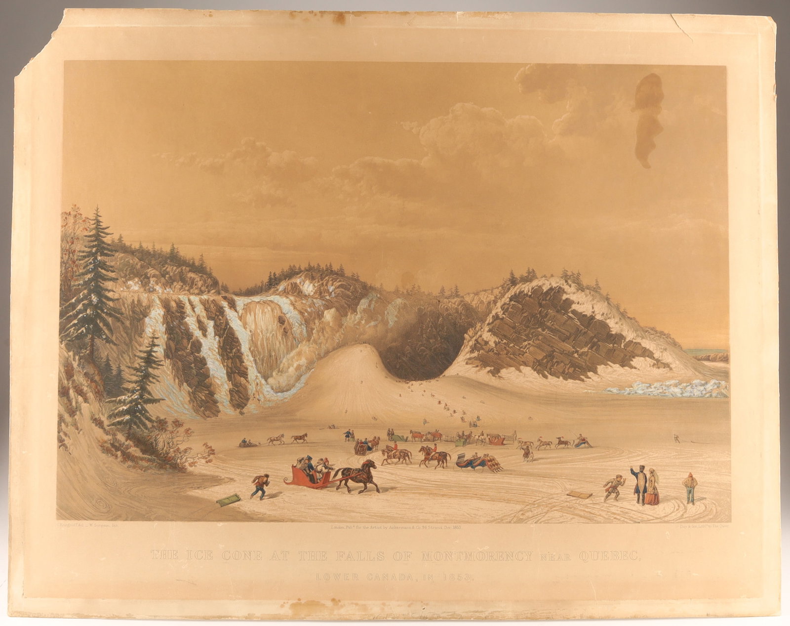 Cornelius Krieghoff Ice Cone Montmorency Falls Aquatint Lithograph (1 of 10)