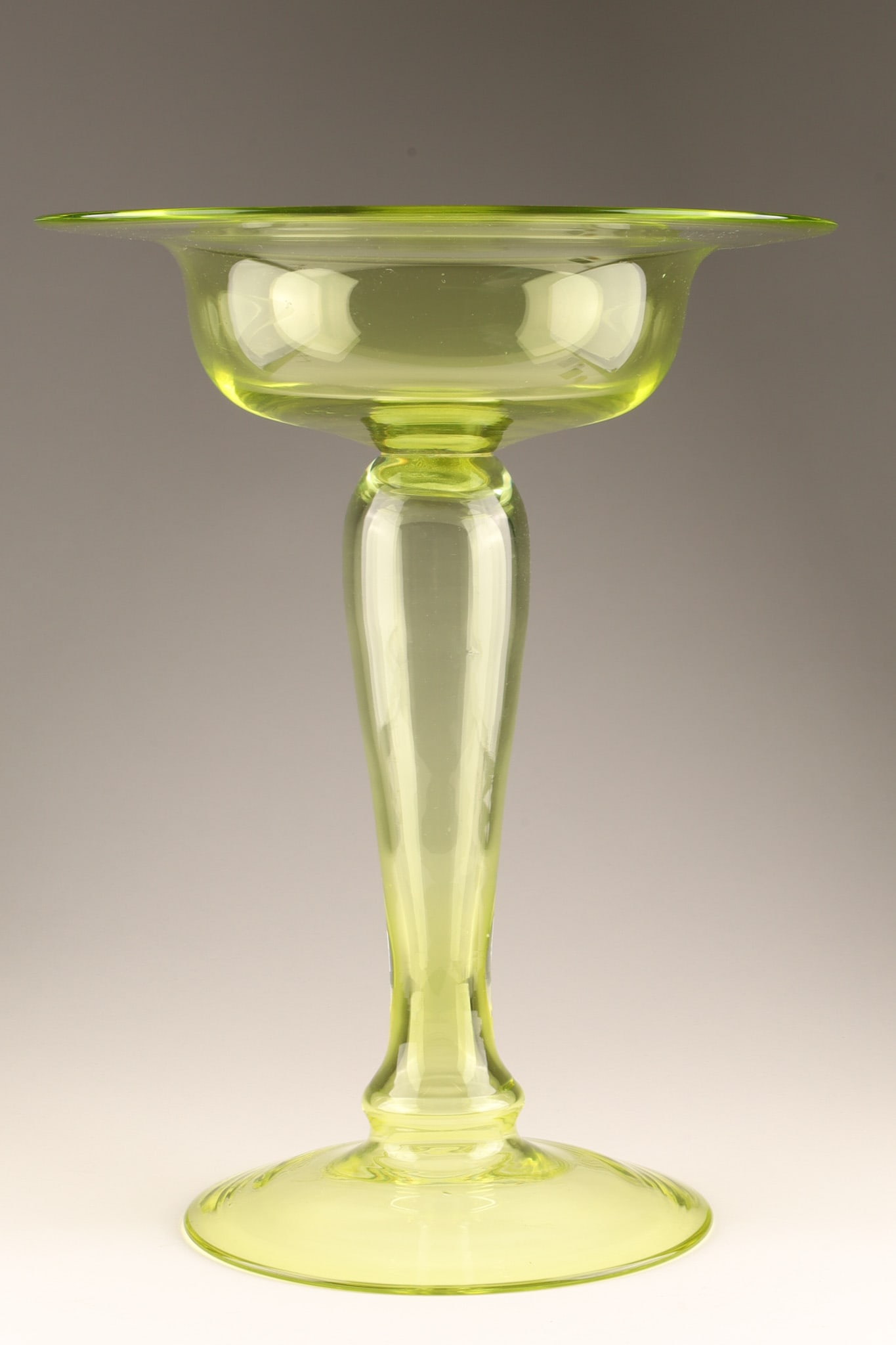 Pairpoint Glass Attributed Large Vaseline Glass Compote (1 of 6)