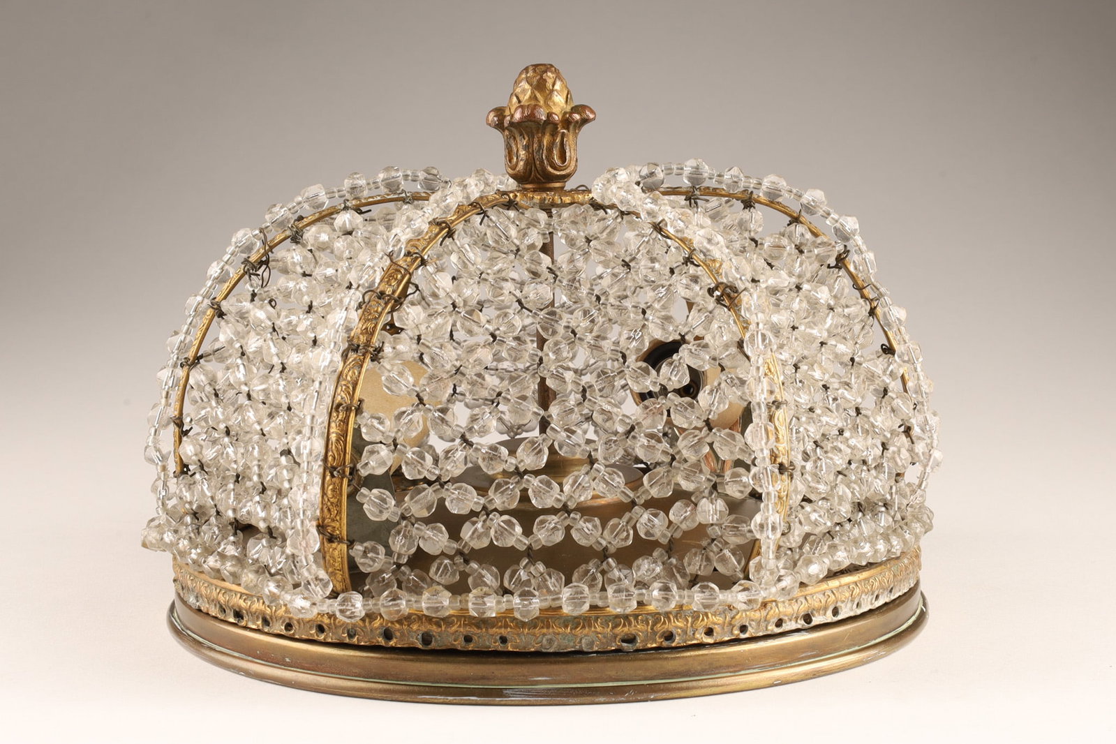 French Small Beaded Crystal Ceiling Mounted Fixture (1 of 6)