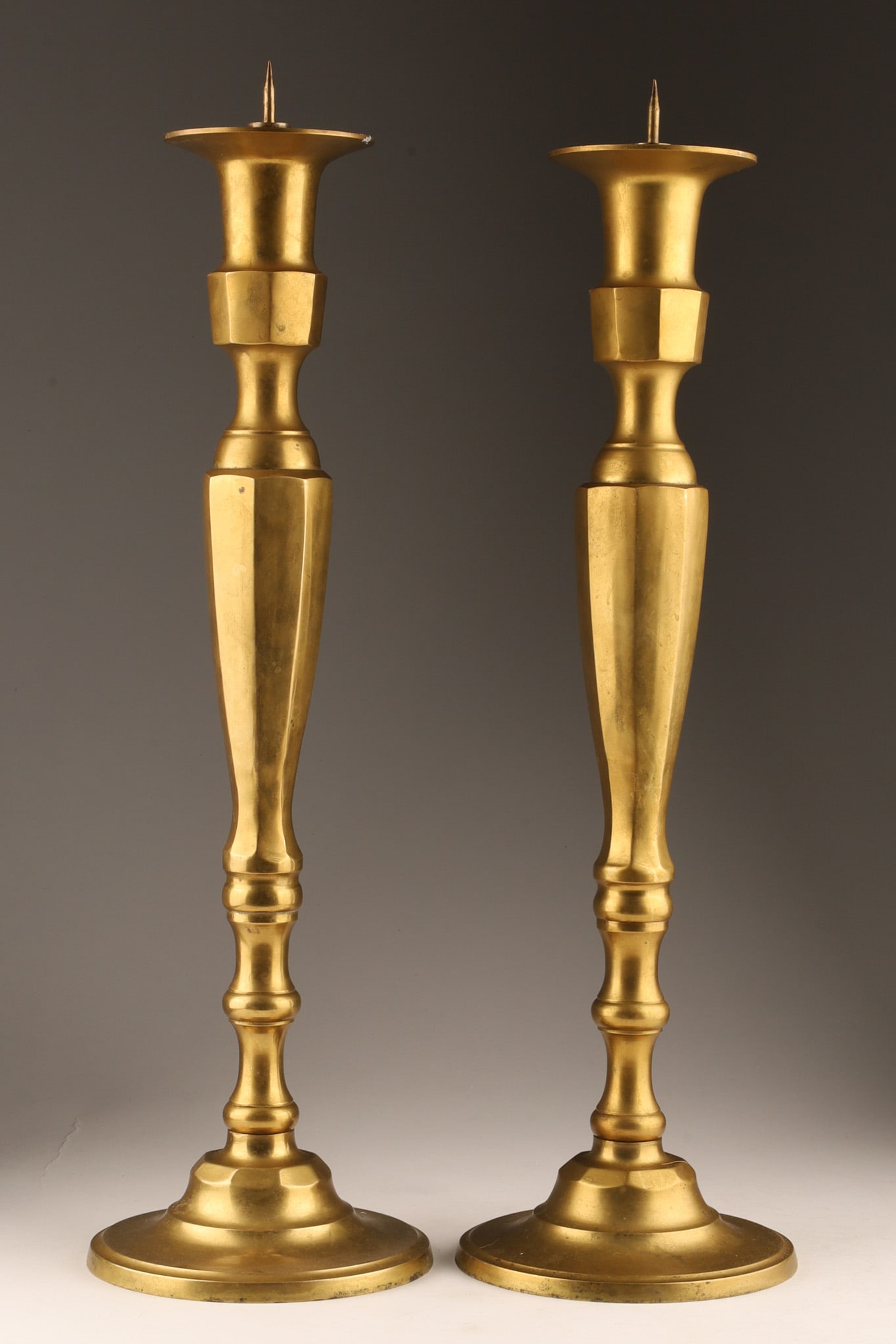 Large Pair of Brass Pricket Candlestick Holders (1 of 6)