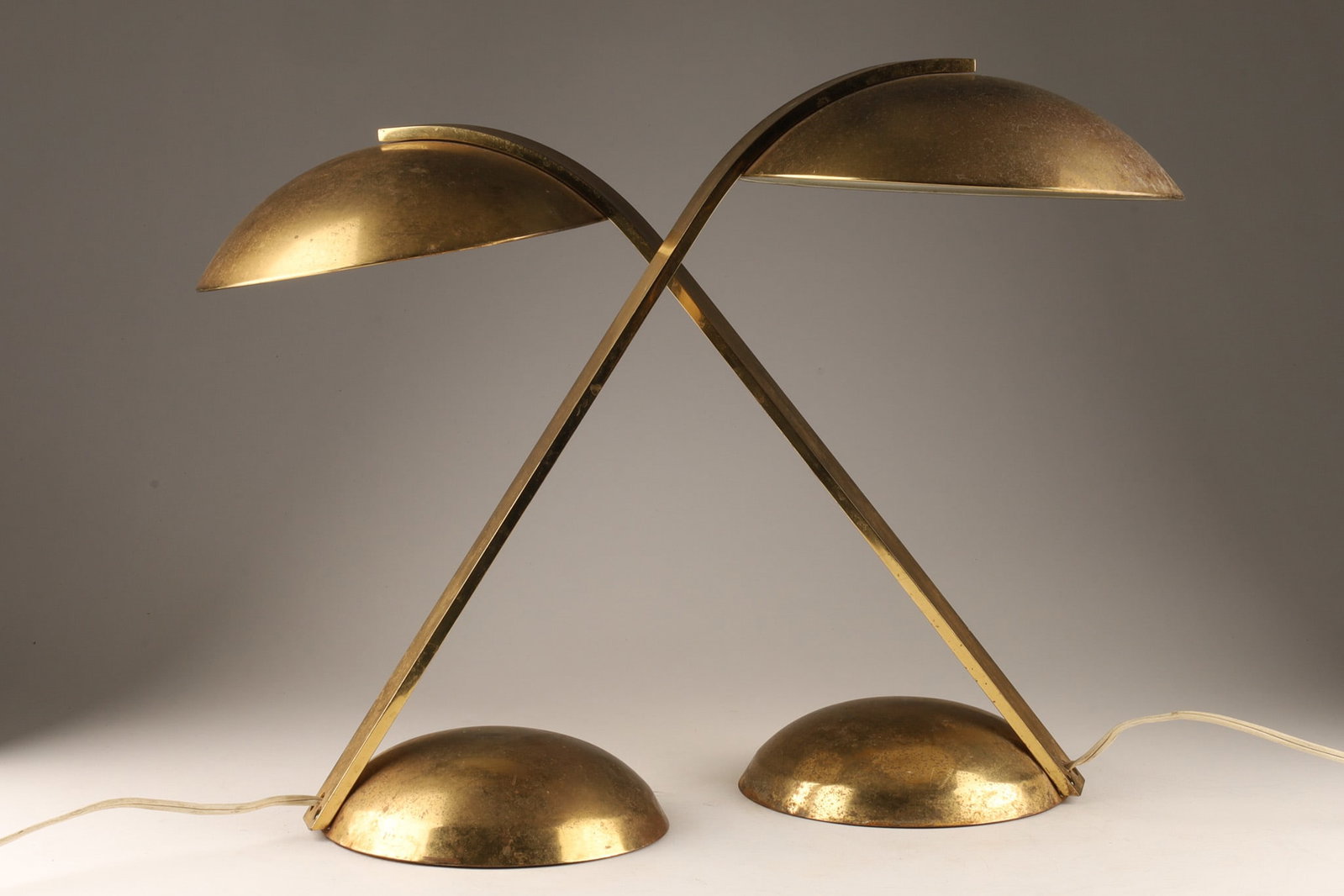 Pair of Italian Brass Bauhaus Mid Century Table Lamps (1 of 6)