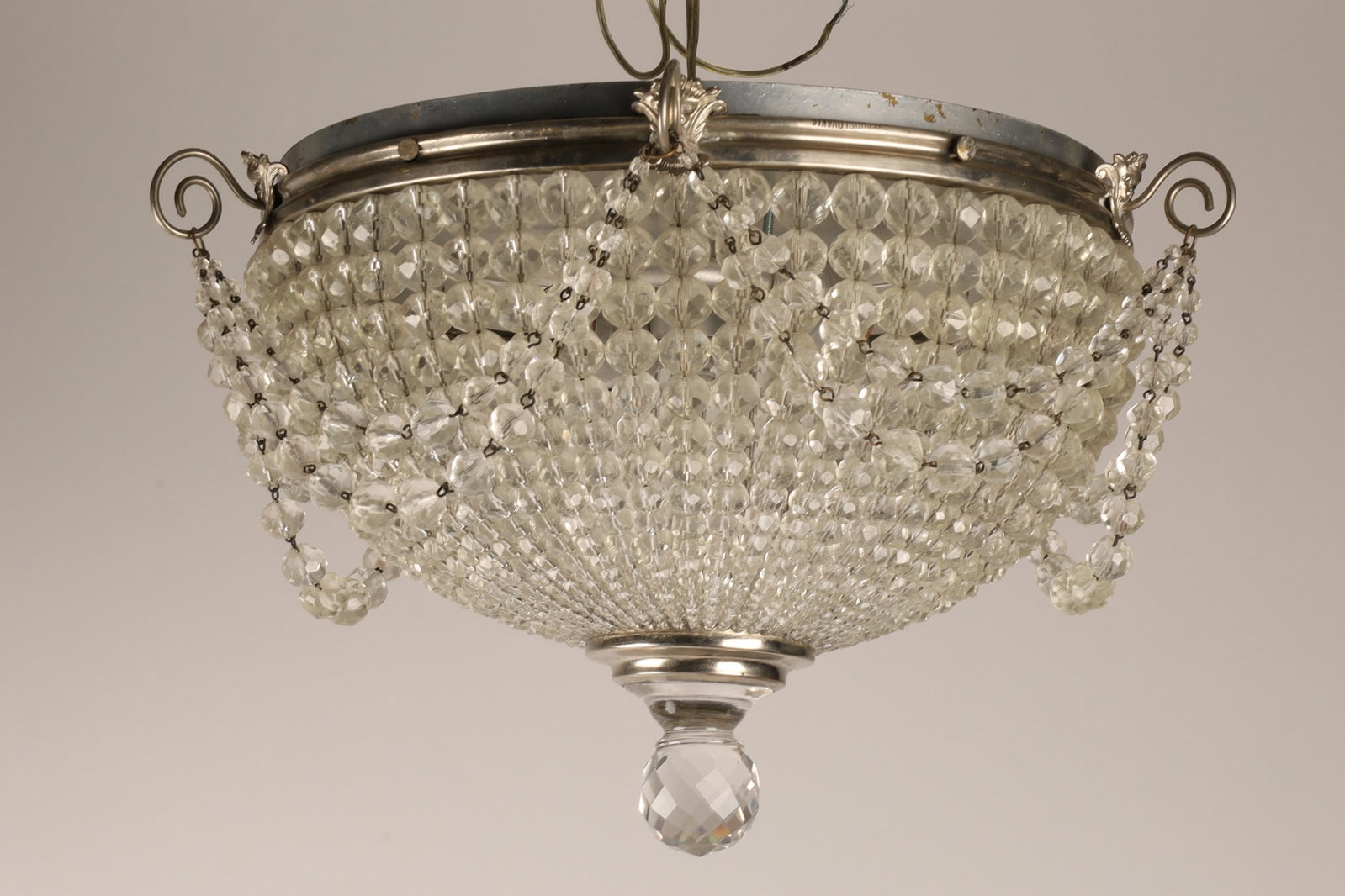 French Beaded Crystal and Swags Ceiling Mounted Fixture (1 of 5)