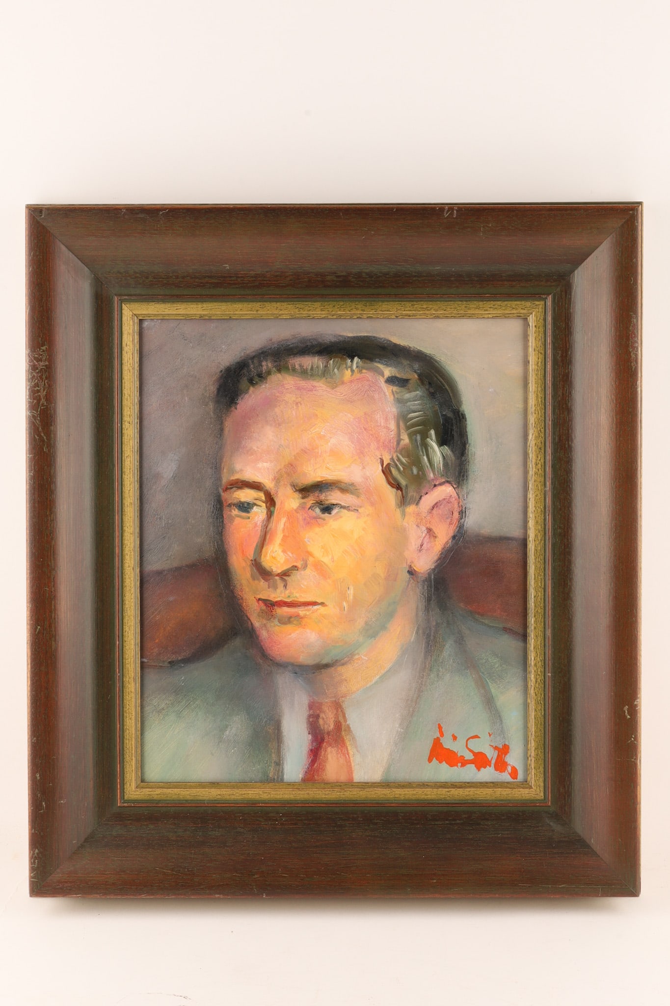 Jori (Marjorie) Smith, RCA (Canadian, 1907-2005) Portrait of Hugh MacLennan Oil on Board: Jori Smith (Canadian, 1907-2005) Mid Century Expressive Oil on Board Portrait of Hugh MacLennan (1907-1990), Signed lower right, Inscribed with subject identification on reverse. A mid-century collabo