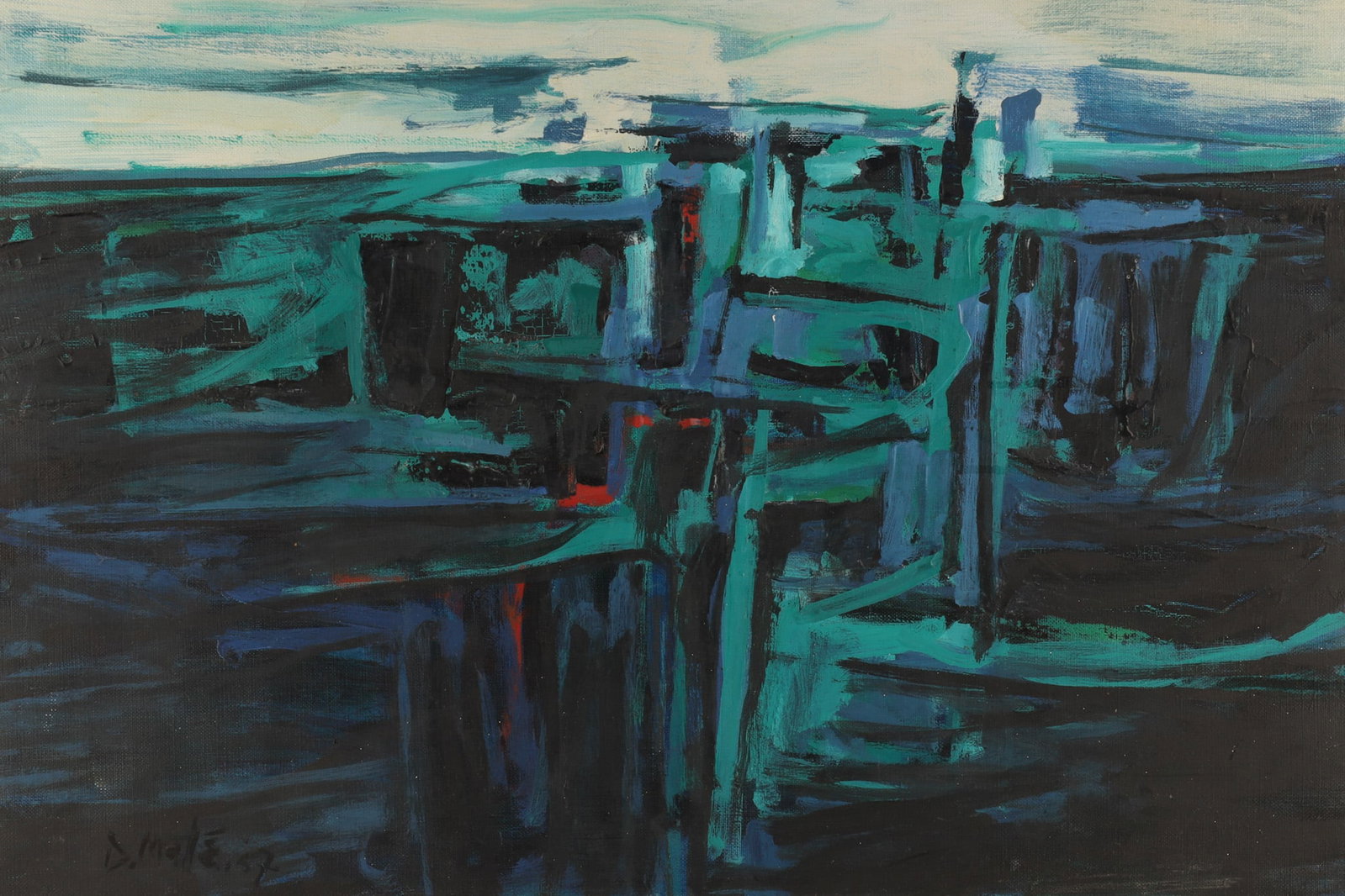 Denys Matte (Canadian, 1930-2019) Untitled Abstract Expressionist Landscape: Denys Matte (Canadian, 1930-2019) Untitled Abstract Expressionist Landscape. Denys Matte was an active figure in the mid-century Canadian abstract art movement. He spent significant time working in bo