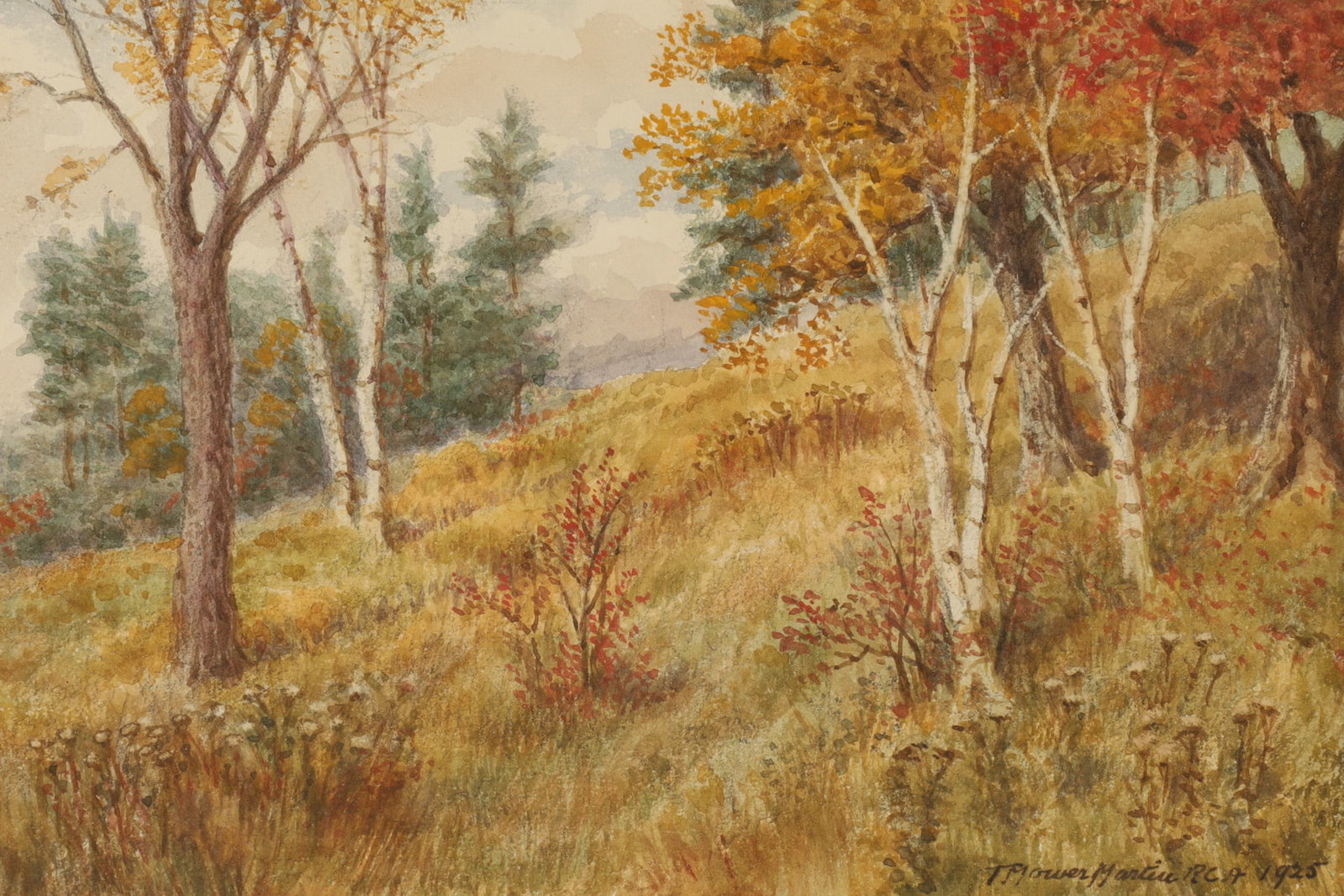 Thomas Mower Martin RCA Autumn Hillside Watercolour 1925 (1 of 6)