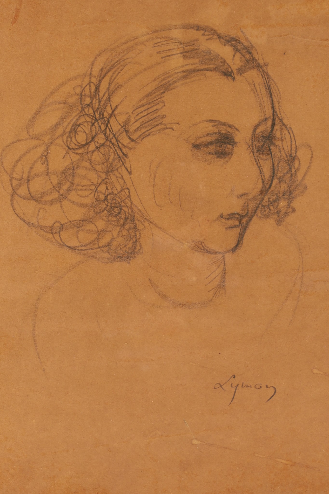 John Goodwin Lyman Pencil Sketch Woman Corinne St Pierre (1 of 5)