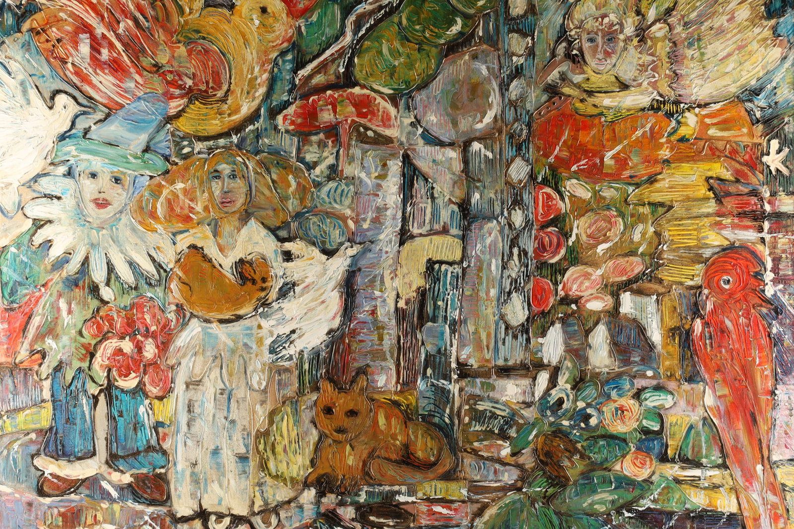Marcelle Hamelin (Canada, 20th C) Expressionist Mystical Circus Scene Oil on Canvas (1 of 7)