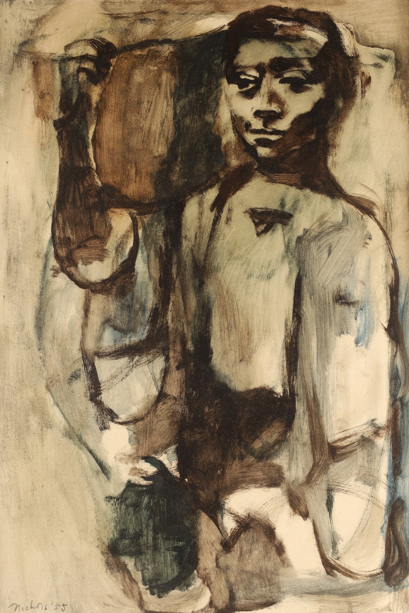 Jack Nichols, (Canadian, 1921-2009) Oil on Masonite, Expressionist Portrait (1 of 9)