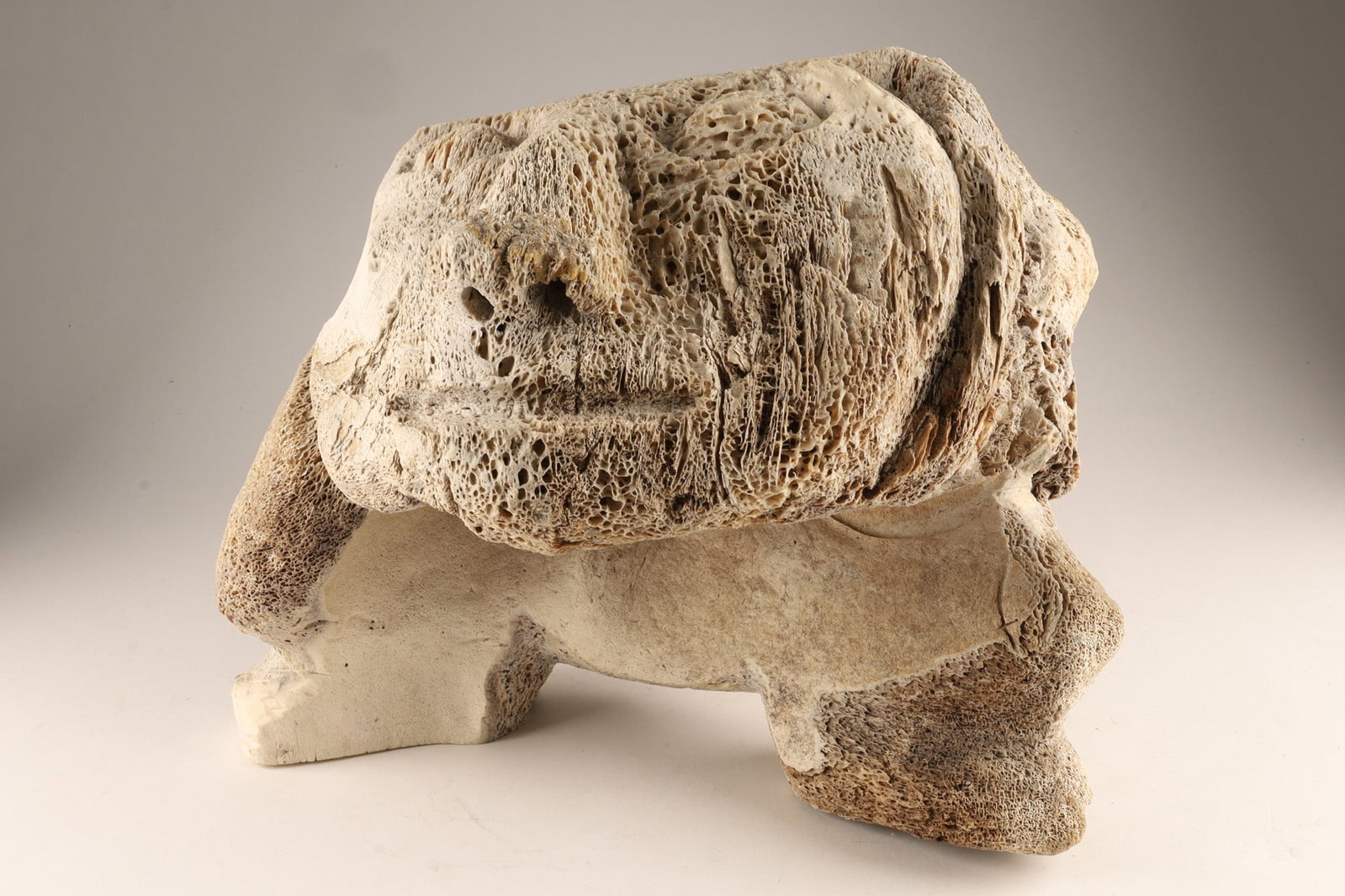 Traditional Inuit Weathered Petrified Whalebone Carving, Human Figure (1 of 10)