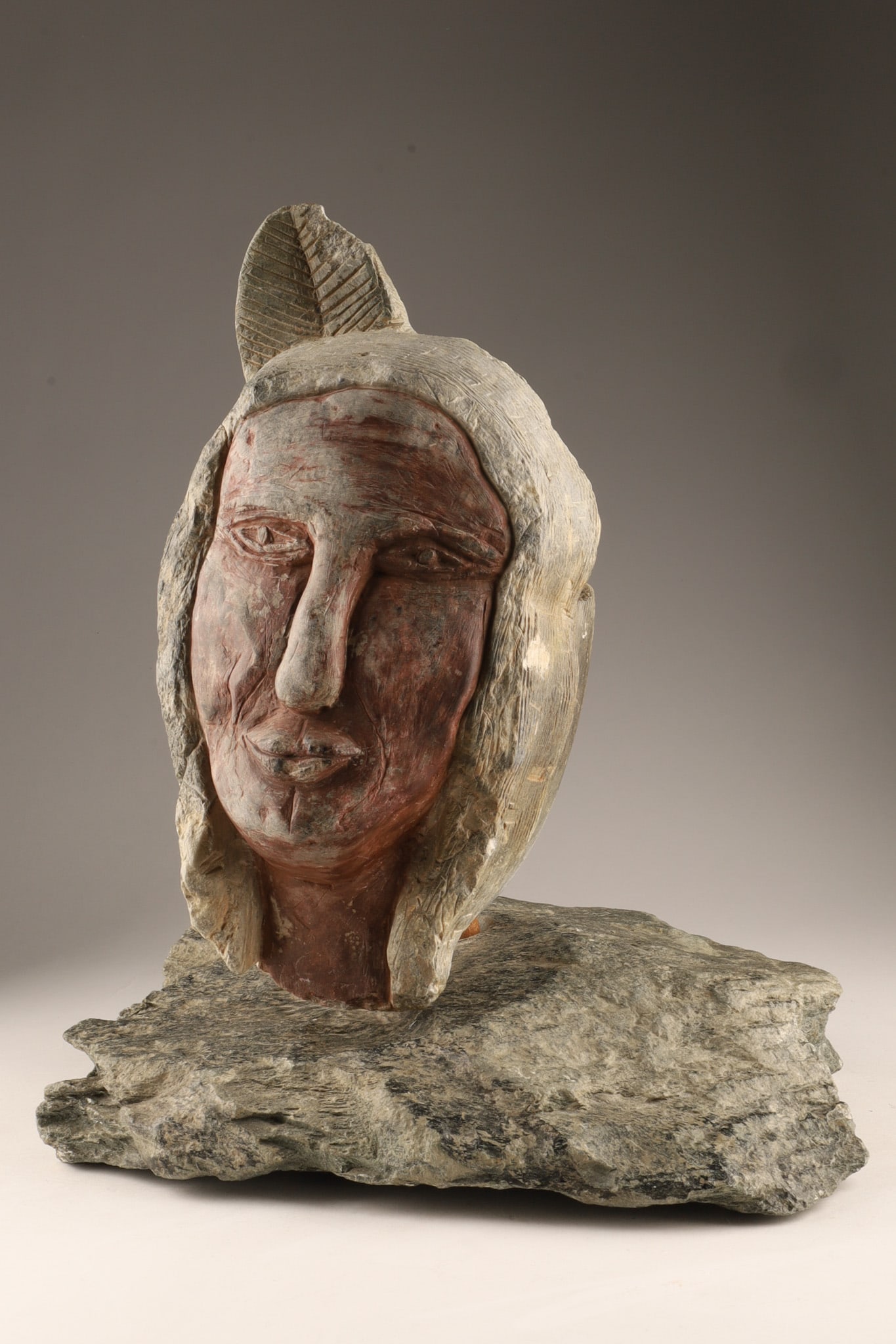 Native American Soapstone Carving of a Feather Warrior (1 of 9)