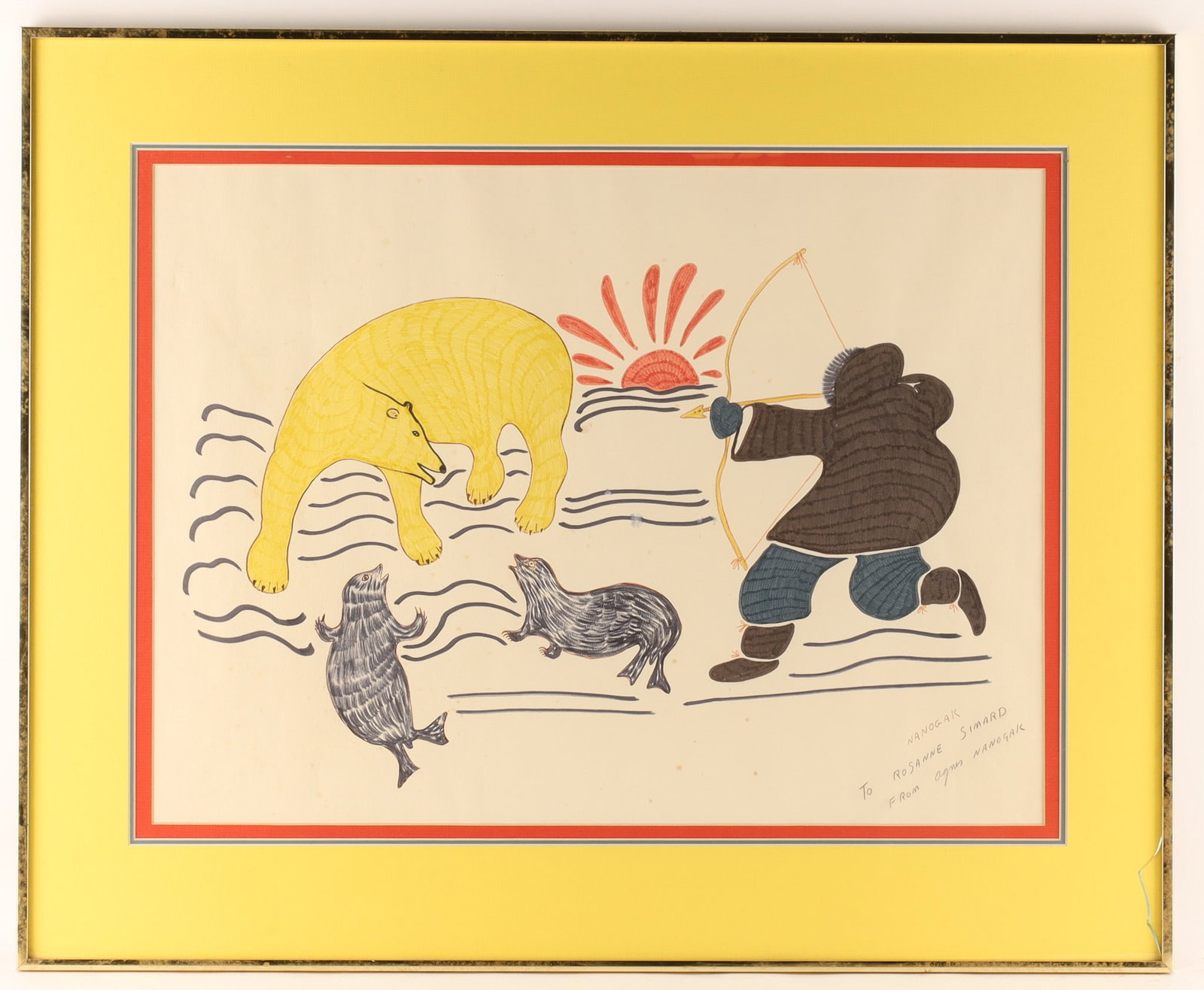 Agnes Nanogak Goose (Northwest Territories, 1925-2001) Ink on Paper Arctic Hunting Scene (1 of 7)