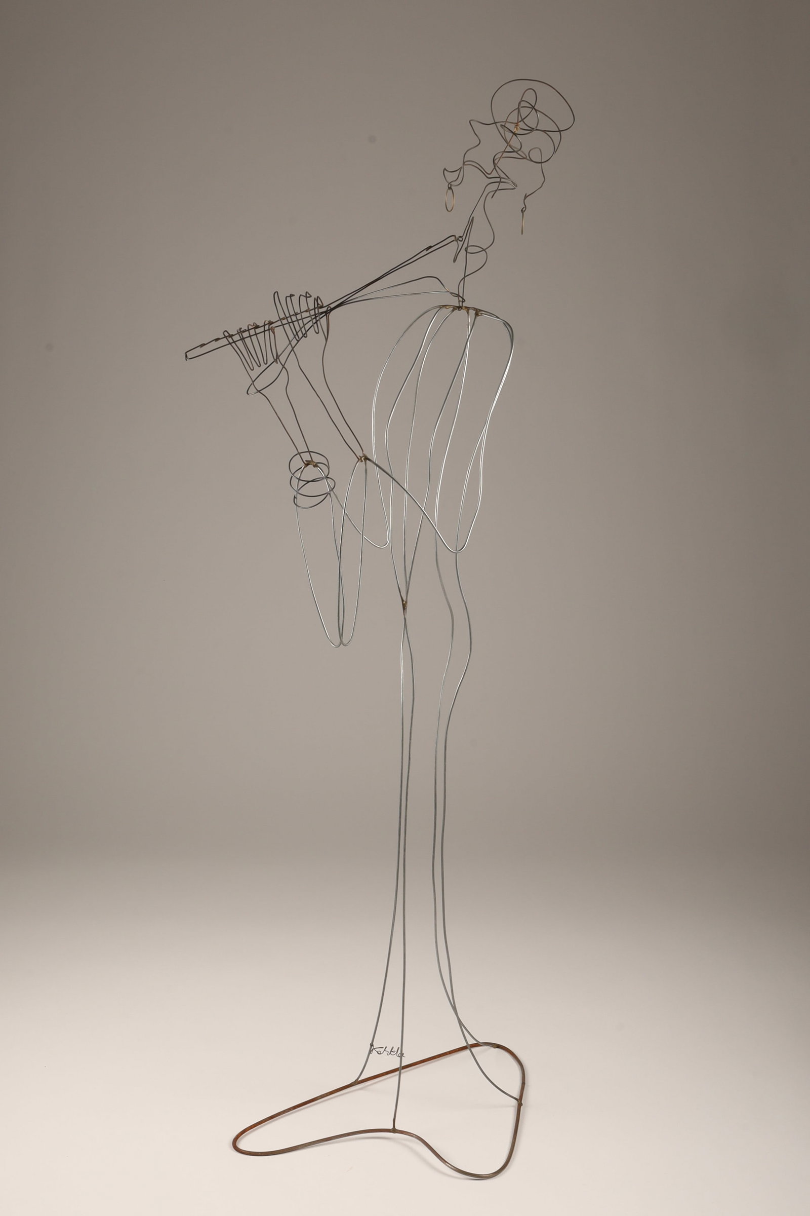 Rudy Kehkla American Flutist Half Life Sized Wire Sculpture (1 of 6)