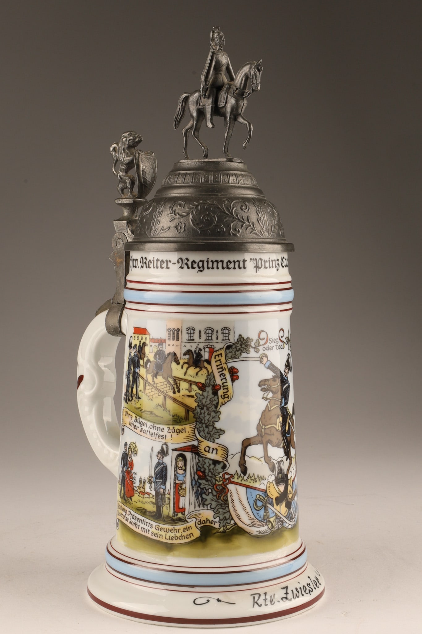 German Cavalry Regimental Porcelain Lithophane Beer Stein (1 of 10)
