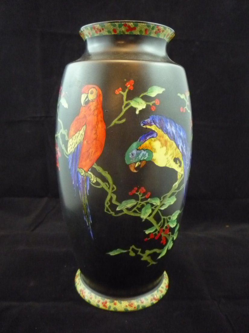 Carlton Ware Vase with Parrots: Carlton Ware Vase with Parrots. 10 1/4"h.