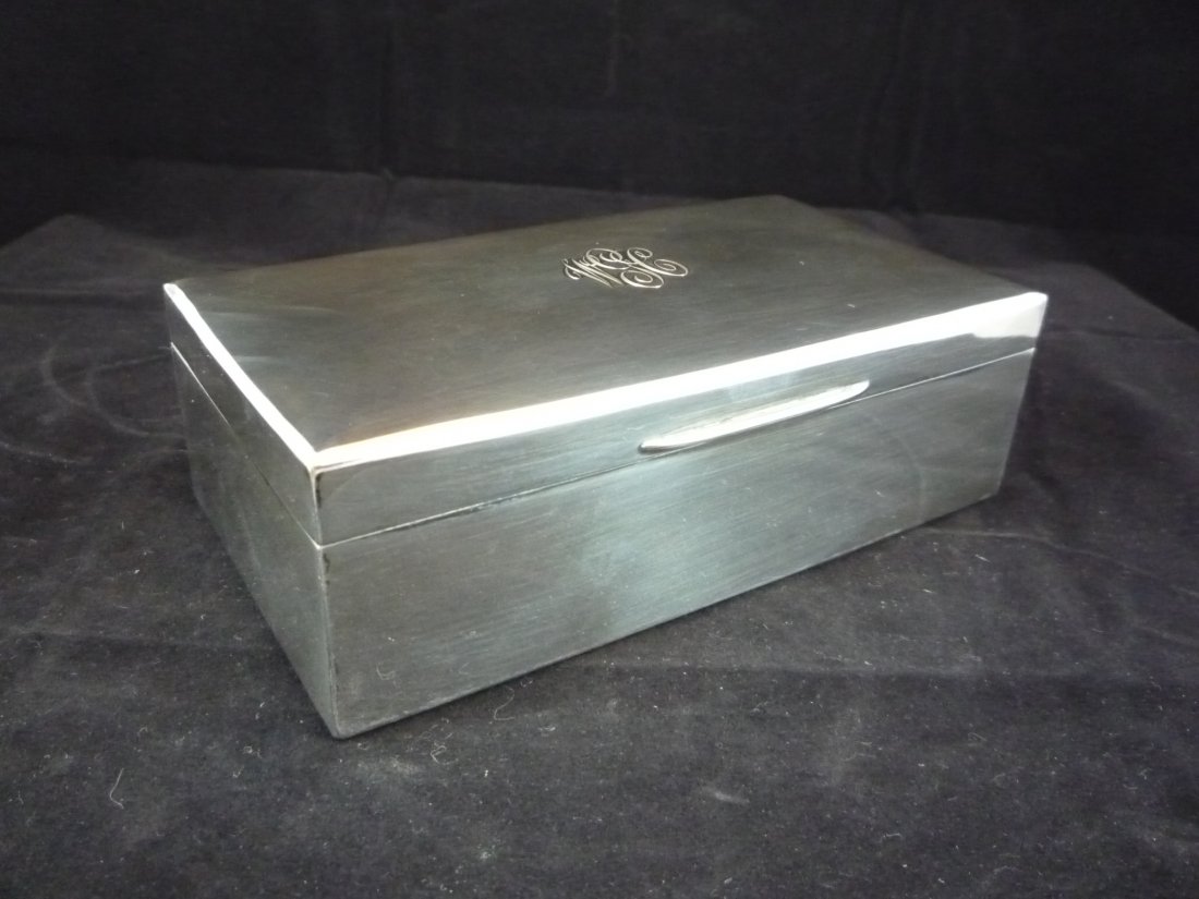 Birks Silver Plated Wood Lined Box: Birks Silver Plated Wood Lined Box. Monogrammed. 2"h x 6.75"w x 2.5"d