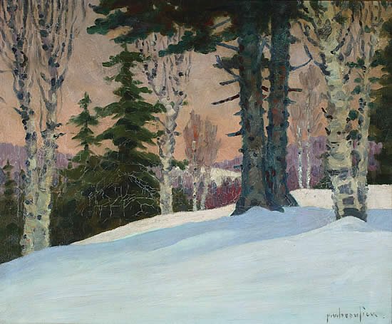 Beaulieu Painting Canadian: Paul Vanier Beaulieu (b. 1910-1996) Canadian. Forest in Winter. Oil on canvas. 20 x 24 in. Signed lower right. Beaulieu was born in Montreal where he studied with Jean Paul Lemieux and Stanley Cosgrov