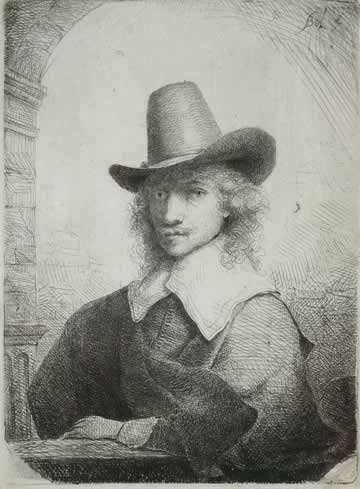 Bol, Dutch Old Master 17th Century: Ferdinand Bol. (b. 1616-1680). Dutch. Portrait of a Man. Etching and drypoint. 6 x 4 ½ in. A rich, early impression.