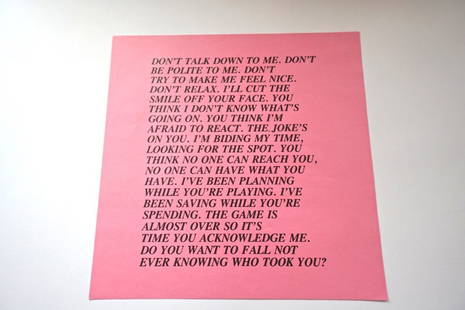 JENNY HOLZER: Twelve sheets loose in plastic sleeve. 10" x 10" each.