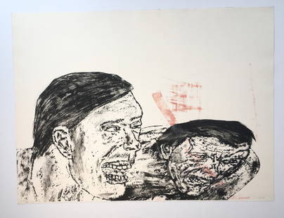 LEON GOLUB: Lithograph. Signed, titled "Riot" and numbered 53/100. 22 x 30 in