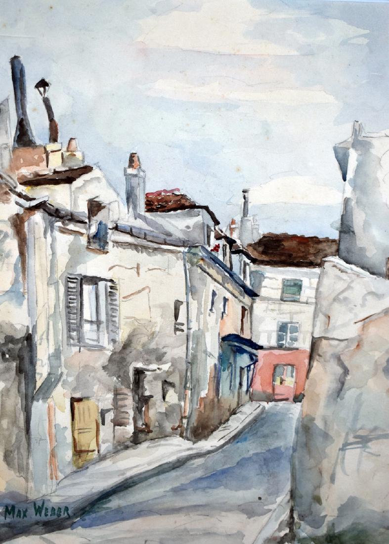 Max Weber (Russian/American 1881 - 1961): Cubist influenced Streetscape.Watercolor on paper. Circa 1909 9 1/4'' x 7 1/4'' Signed lower left