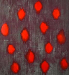 Ross Bleckner (American b 1949): "Throbbing Hearts". Twelve color screenprint. Signed in pencil, bottom right. Numbered 150/250 in pencil, bottom left. 2005 23 x 21 in. Archival frame