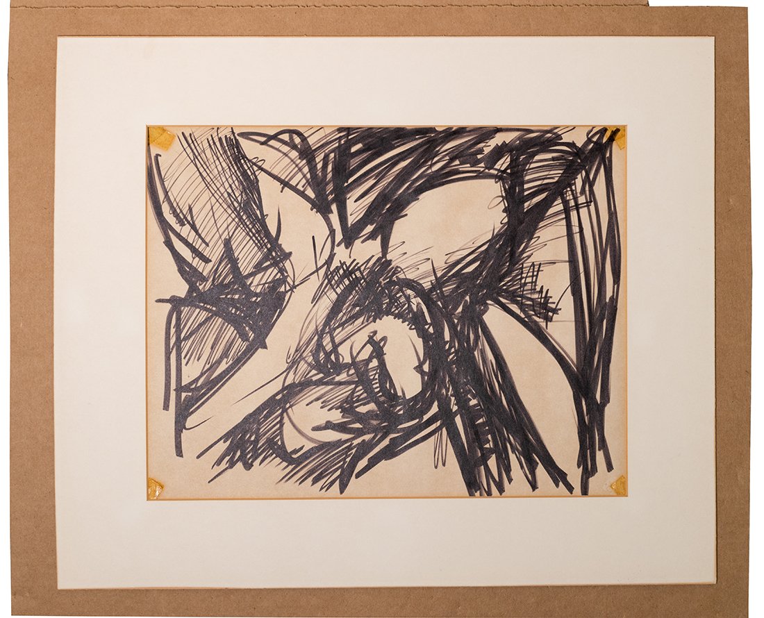 Jack Tworkov, Attributed (American 1900 - 1982): Abstract Composition' Ink on paper. 10 3/4 x 13 1/2. Unsigned. Exhibition tag "32" on verso.