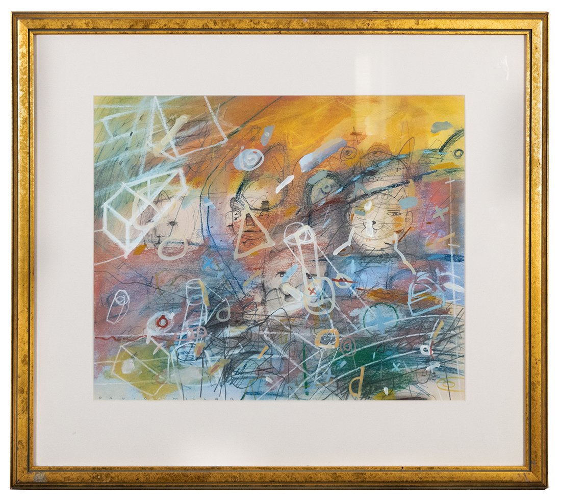 David Miller (American, 20th Century): Watercolor, gouache and ink on paper. 14 x 18 (sight) 22 x 24 in (overall). Signed bottom left.