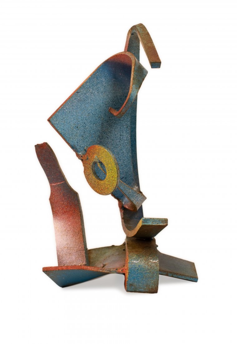 David Shapiro (American, 20th Century): Painted steel sculpture. Signed and dated 1994. 10 3/4 x 6 x 4 inches(Sight).