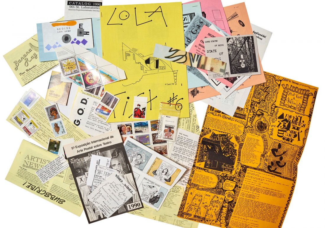Mail / Stamp Art (Canadian - USA - European, Late 20th: 30 (approximate) artists' stamps and artist stamp ephmera from numerous contemporary artists. Some with hand additions.