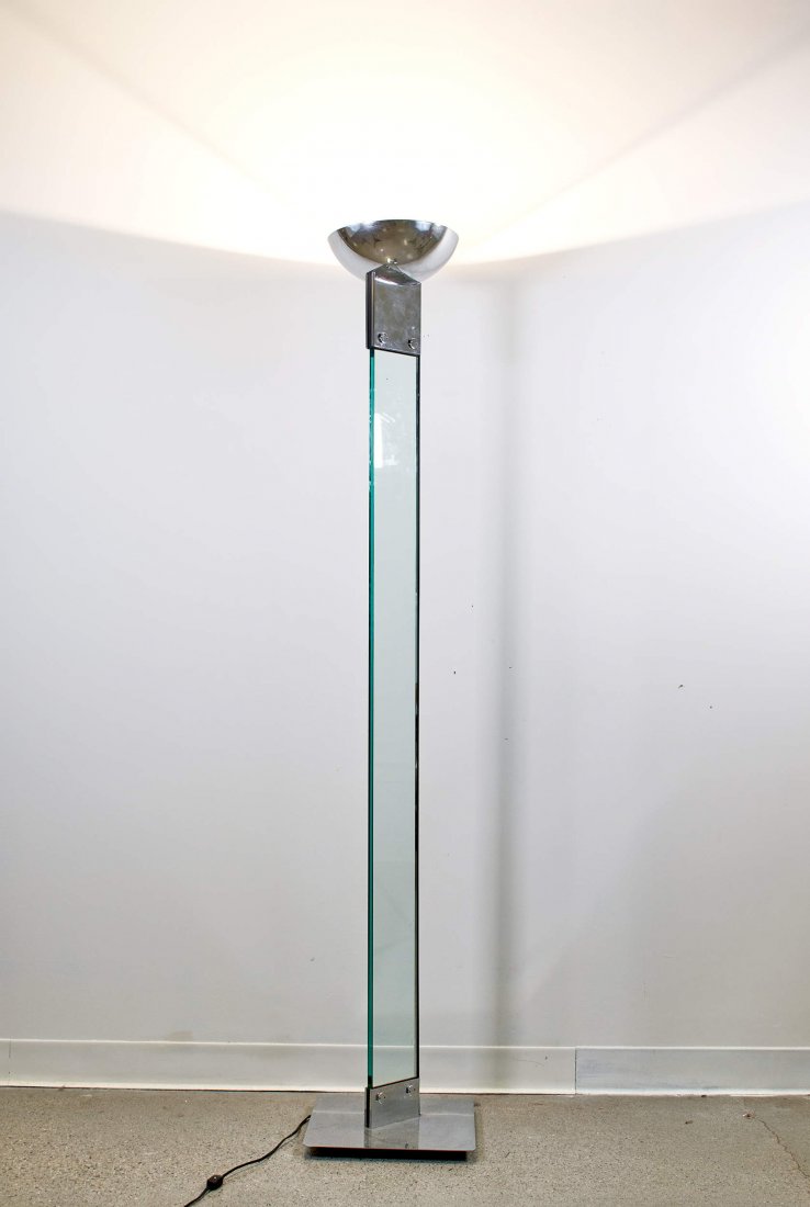 Italian Chrome and Glass Midcentury Torchiere (1 of 2)