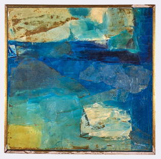 Sol Bloom (American, 20th Century): Abstract Expressionist oil on masonite. Signed and dated (1965) bottom right and again on the back. 16 x 16 inches Overall (sight).