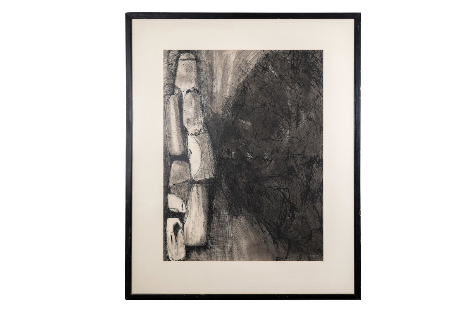 Pen and Ink Drawings (20th Century): Pen and ink on paper. Signed illegibly. Artist unknown or unidentified. 24 3/4 x 18 1/2 inches (sight). Framed. 34 x 27 1/2 inches (overall).