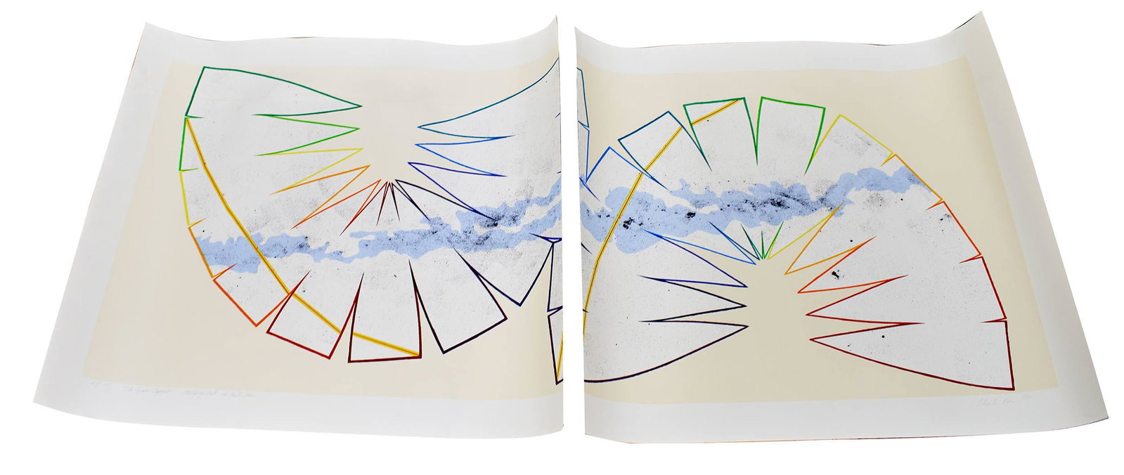 Charles Ross (American, Born 1937): Serigraph. Diptych. 1980. Signed dated and numbered. Edition 100. 79 x 36 inches (together).
