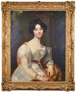 Sir Thomas Lawrence (British, 1769 - 1830): "Mary Anne, Lady Beaumont" Oil on canvas. 36 x 28 1/4 inches. Seated half-length portrait. PROVENANCE: Lady Beaumont's portrait was painted about 1825. It hung at her residence Coleorton Hall