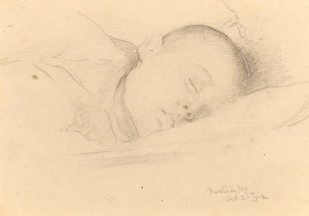 Philip Naviasky (British, 1894 - 1936): "Portrait of a Sleeping Boy" Signed and dated: "Oct. 20th, 1912." 4 5/8 x 6 3/8 inches (sight).