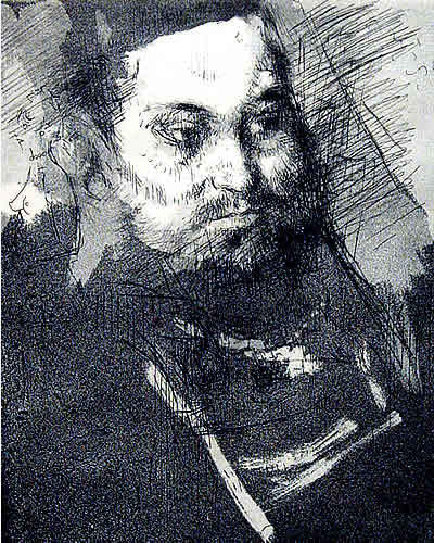 Levine American Etching Judaica: Jack Levine (b. 1915) American. Man. Etching. Sheet size: 22 x 15 in. Signed in pencil lower right. Edition lower left: 18/50.