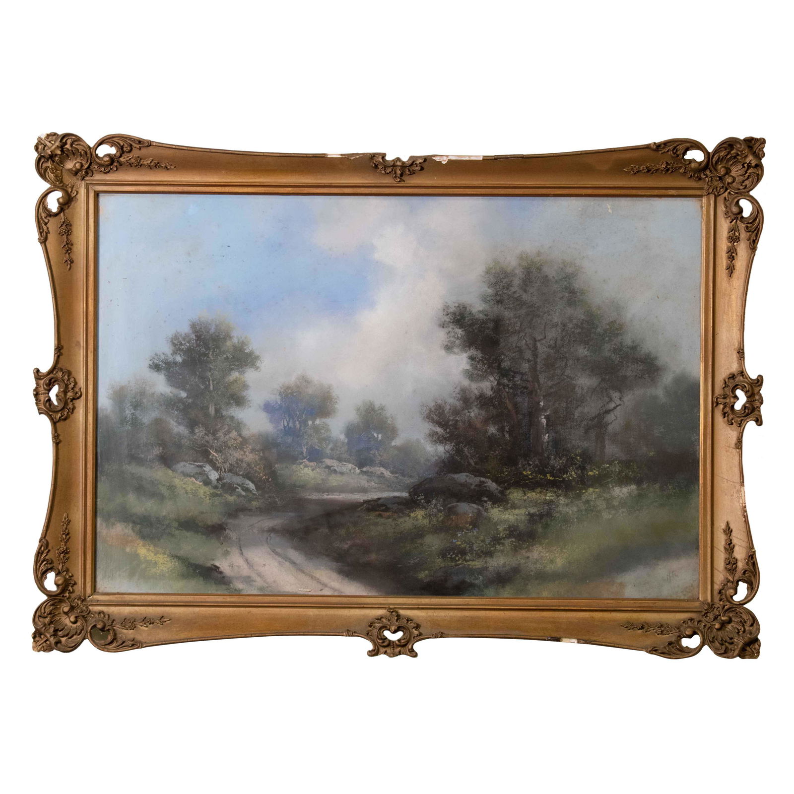 British School (Late 19th Century): Pastel on paper. Monogrammed indistinctly. 24 x 30 inches (sight). Framed.