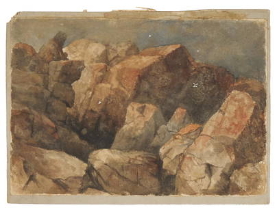 John Austin Sands Monks (American, 1859 - 1917): 'Cliffs with Seagulls.' Watercolor laid on board. 7 5/8 x 10 3/8 inches. Provenance: From the collection of J.A.S. Monks and to the present consignor, his great-grandson.