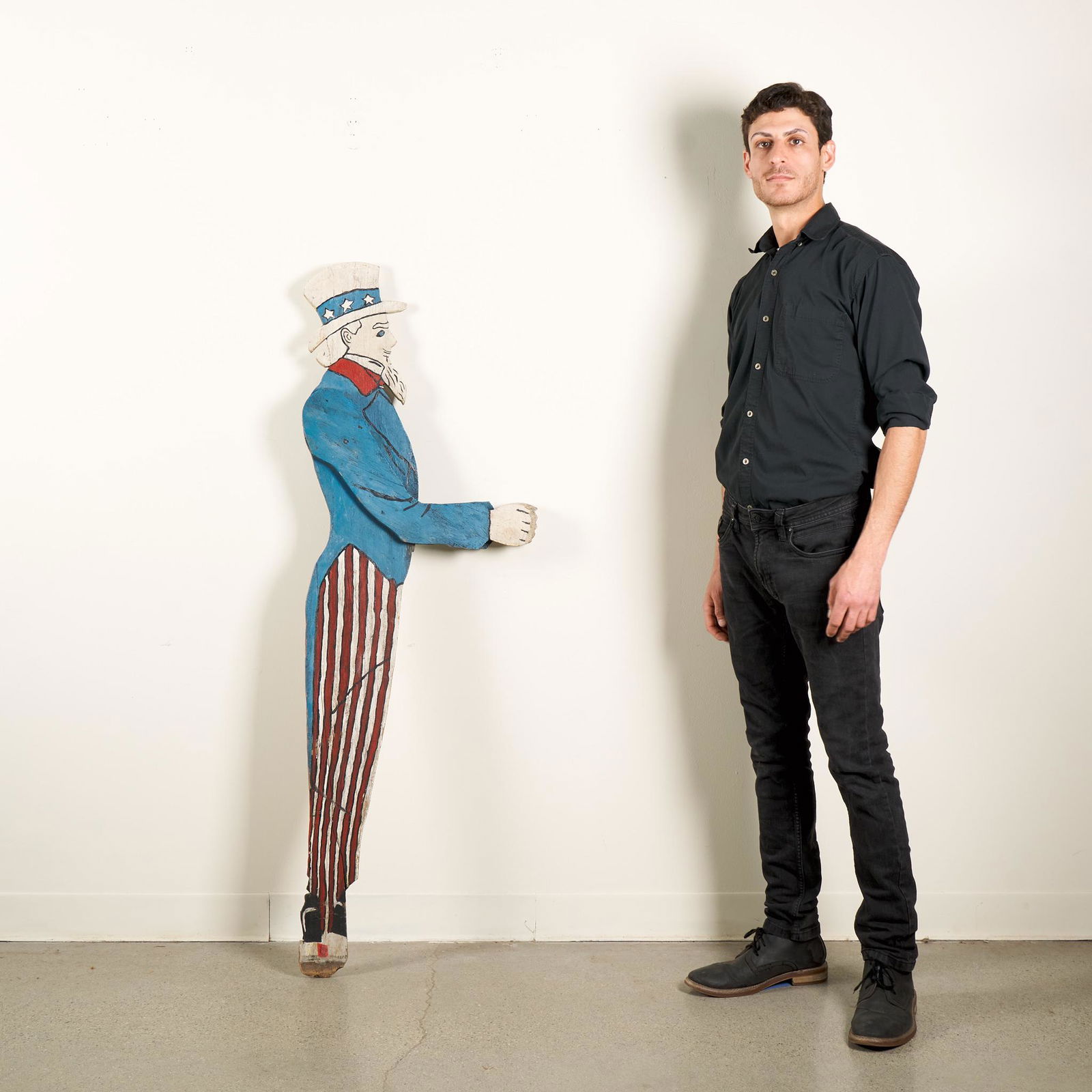 Primitive Folk Art Full Length Wooden Uncle Sam (1 of 3)