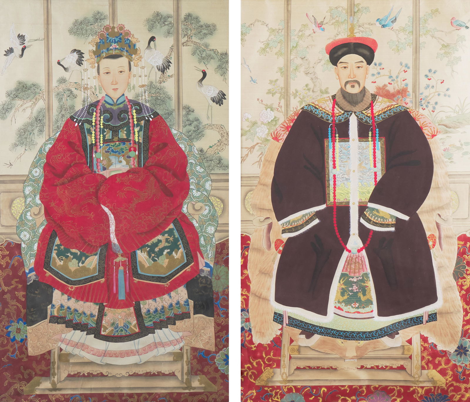 Pair of Chinese Silk Ancestral Portrait Paintings (1 of 14)