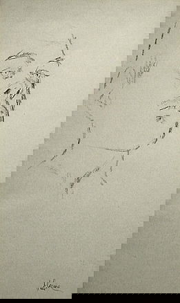 Jack Levine American Modern Drawing: Jack Levine (b. 1915) American. Man's Head. Pastel chalk on green paper. 20 x 12 ½ in. Signed lower right. Exhibition: The Jewish Museum, New York City; Jack Levine Retrospective Exhibition, Nov. 7,