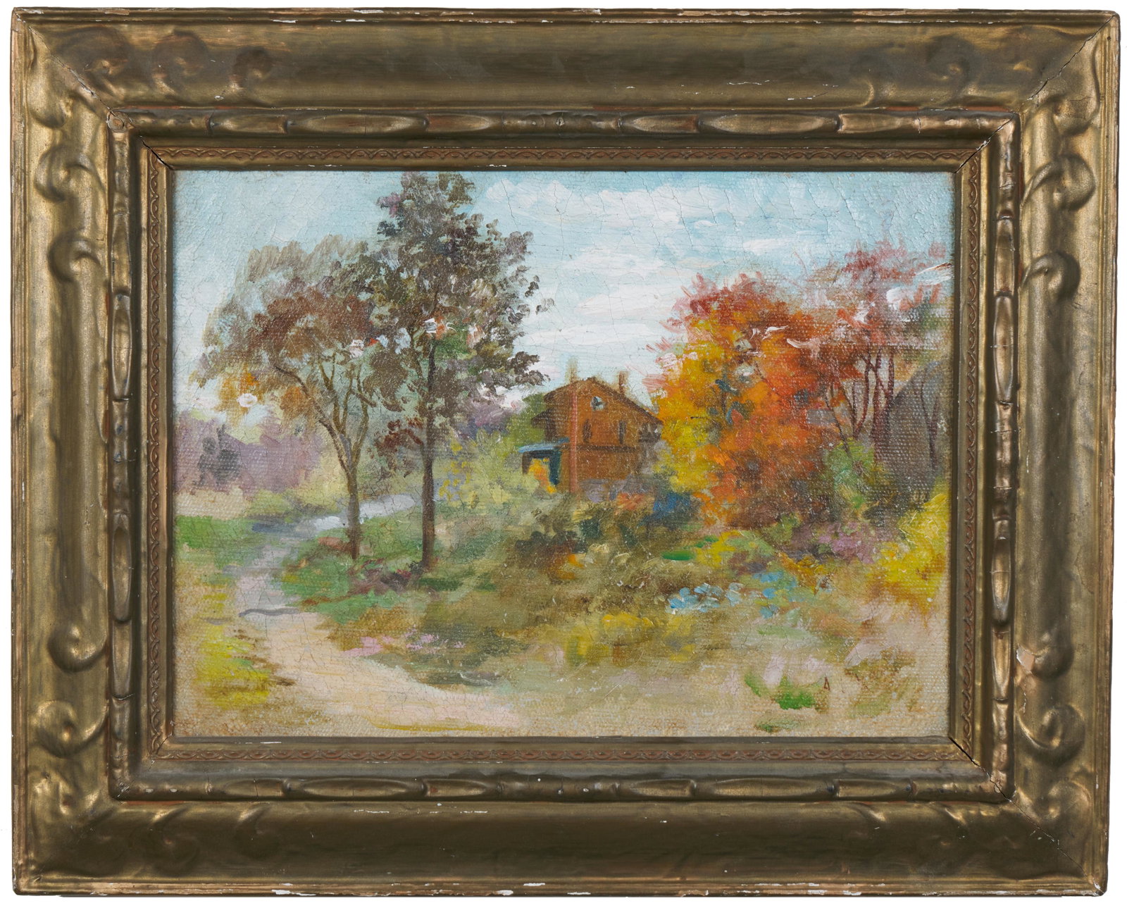 American School (American, 19th - 20th Century): Oil on canvas. Signature illegible. 11 x 15"; 16 1/2 x 20 1/2" (overall). Frame: Tilden Thurber (Providence) period frame.