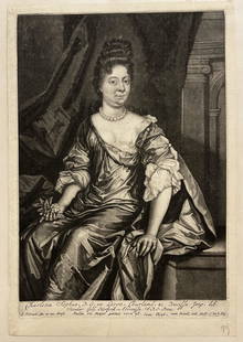 Portrait of Charlotta Sophia (Dutch, 1670 - 1713): Pieter Schenk (German, 1660 - 1711 [print maker]). 11 x 7 1/2". Reference: Hollstein Dutch 539-2(2); see also, The Rijks Museum Object number: RR-P1906-3479.