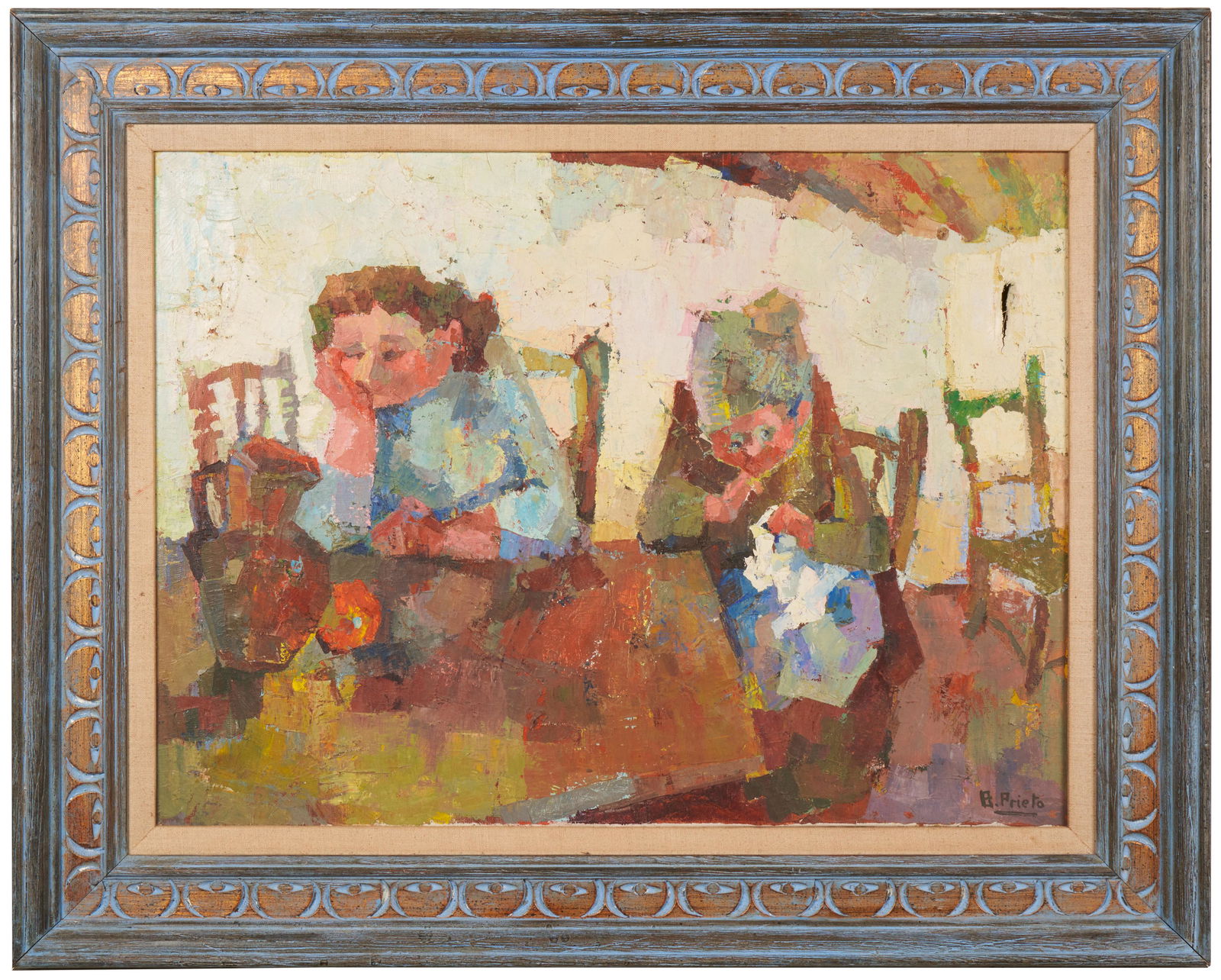 Gregorio Prieto (Attributed) (Spanish, 1897 - 1992): Oil on canvas. Signed lower right. 28 3/4 x 21 1/4"; 37 x 29 1/2" (overall).