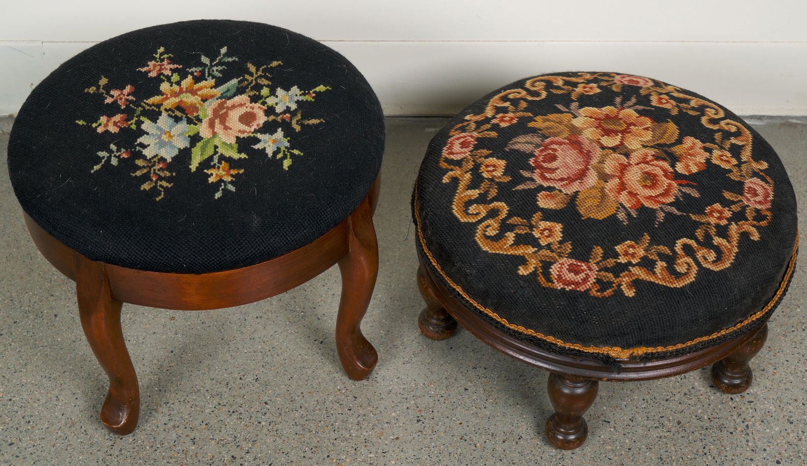 Antique Needlepoint Footstools (1 of 3)