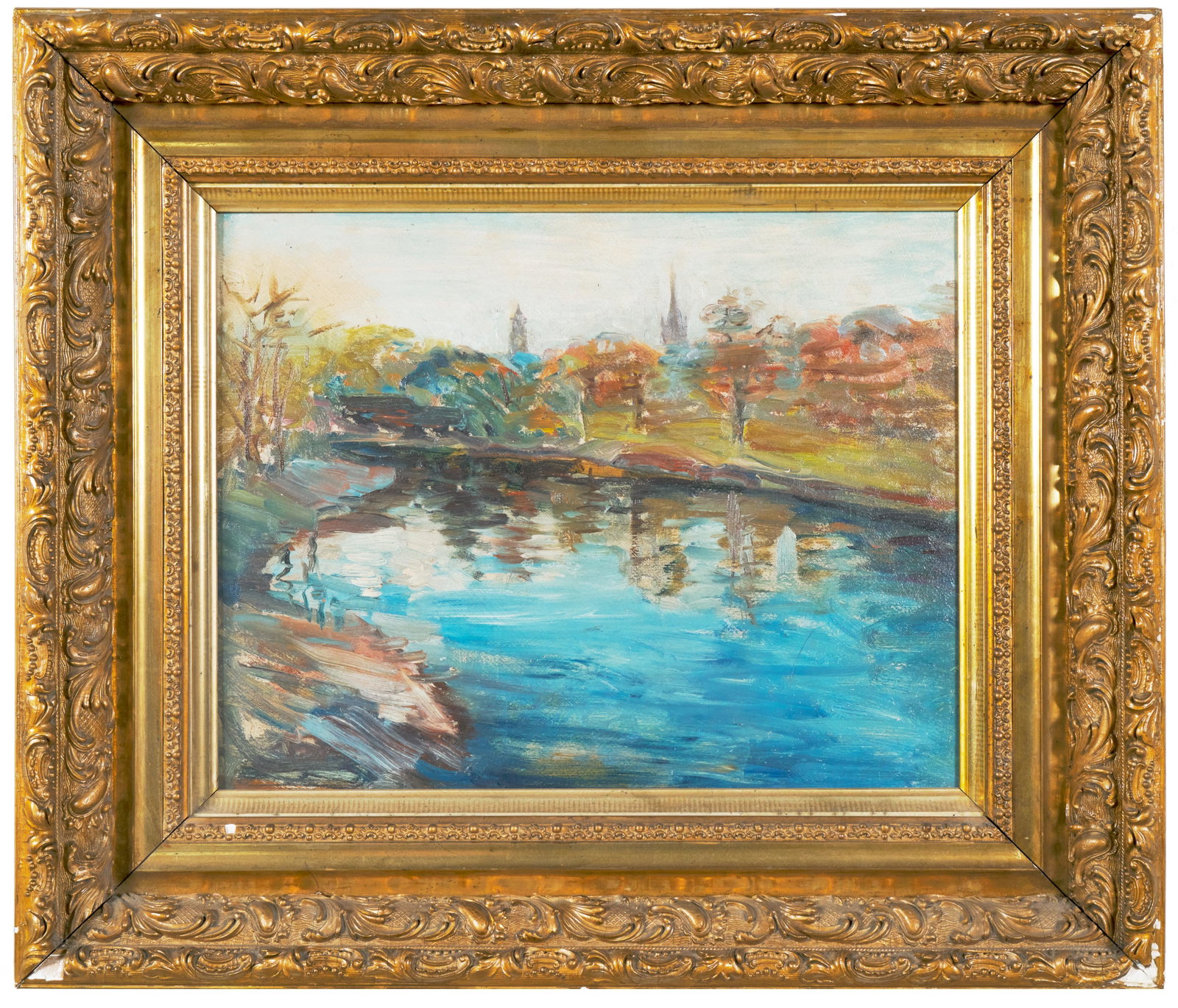 American School (American, 19th - 20th Century): Oil on artist board. No apparent signature. 14 7/8 x 19"; 23 x 26 7/8" (overall).