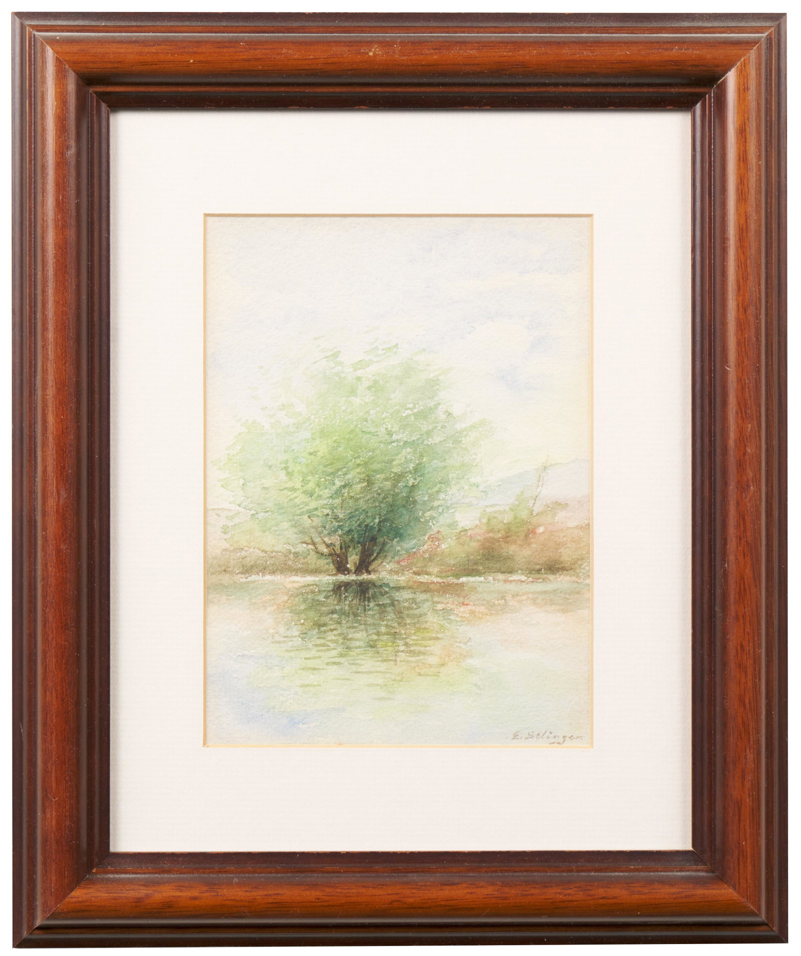 Emily Harris McGary Selinger (American, 1848 - 1927): Watercolor on paper. Signed, bottom right. H 6 3/4" x W 5" (sight); H 11 5/8" x W 9 5/8" (overall). Provenance: The descendants of Jean Paul & Emily Selinger (Rhode Island).