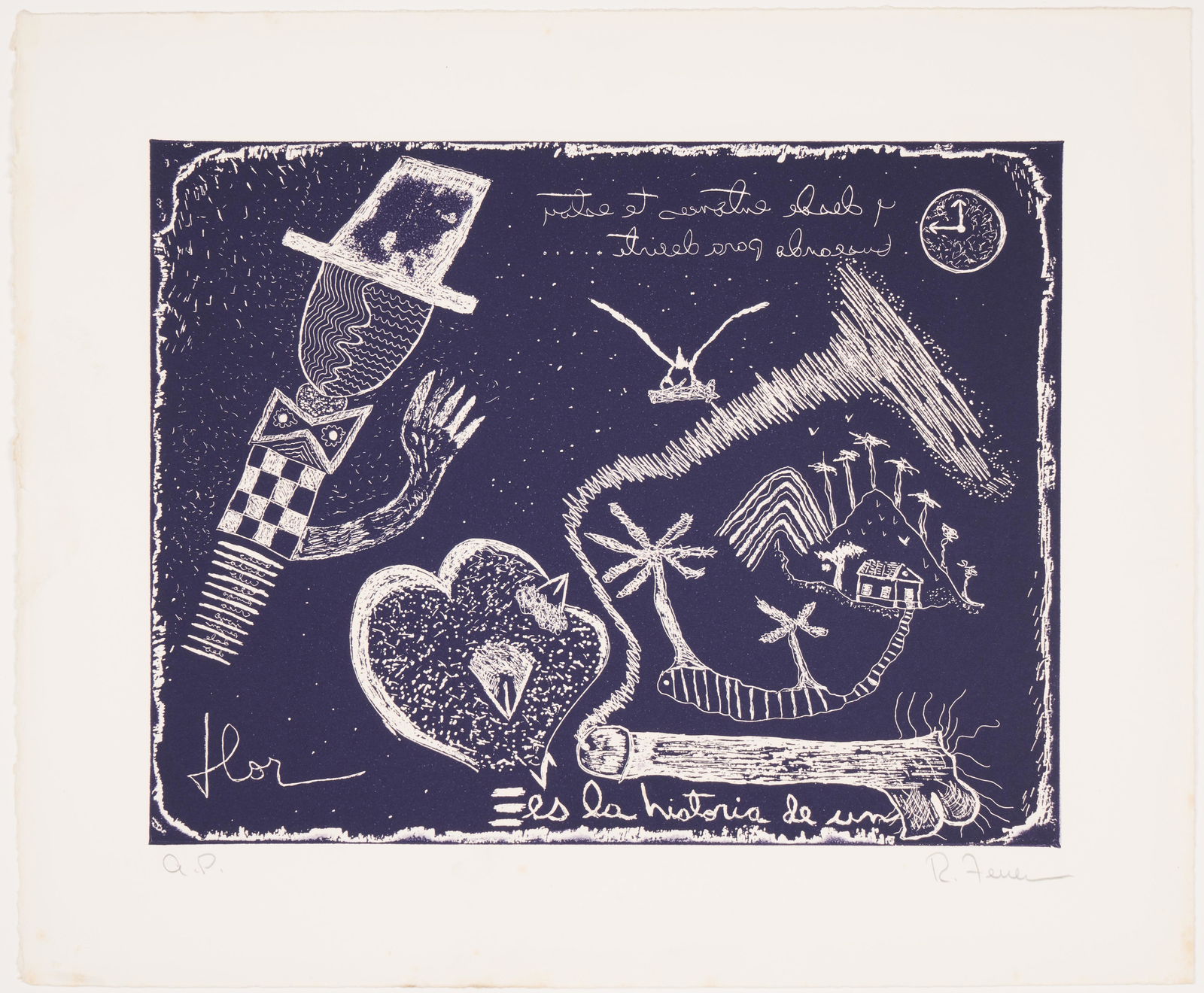 Rafael (Raphael) Ferrer (Puerto Rican, b. 1933): "Brisas del Caribe." Signed and numbered in pencil. Intaglio. Artist proof from the edition of 20. 15 x 18". Publisher: Island Press, Washington University.