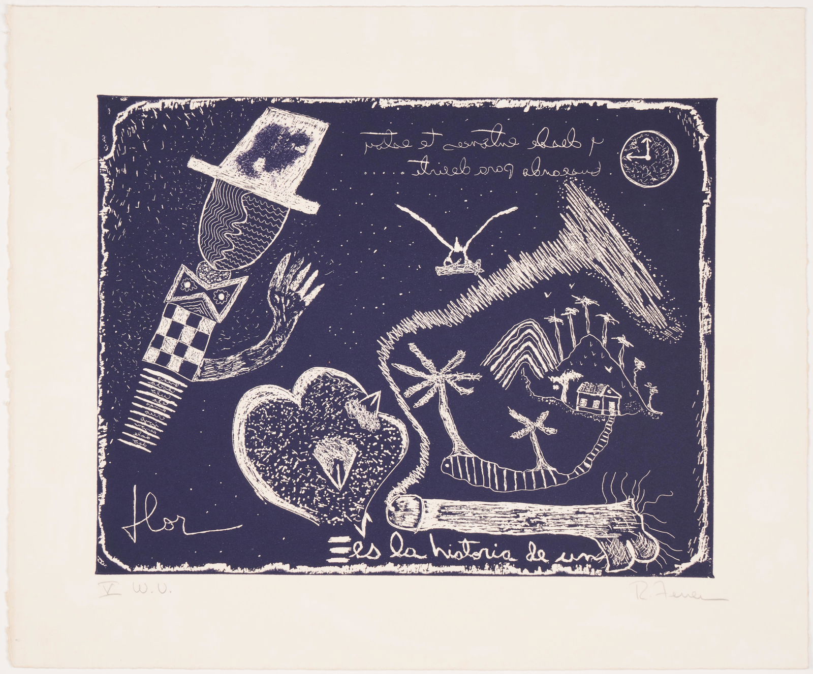 Rafael (Raphael) Ferrer (Puerto Rican, b. 1933): "Brisas del Caribe." Signed and numbered in pencil. Annotated: "W.U.V." Intaglio. 15 x 18".