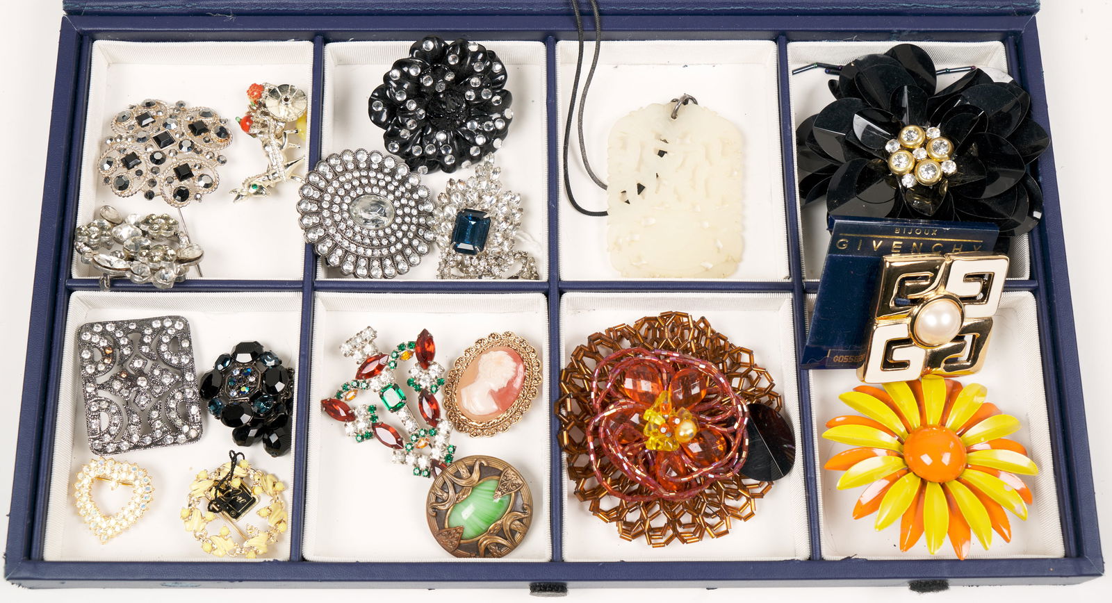 Estate Costume Brooches: Seventeen pieces including Givenchy.